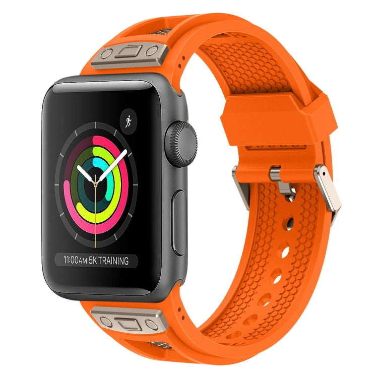 For Apple Watch Series 3 42mm Breathable Stainless Steel Mesh TPU Watch Band(Orange Titanium) - free shipping - PMC TechLife - Order now!