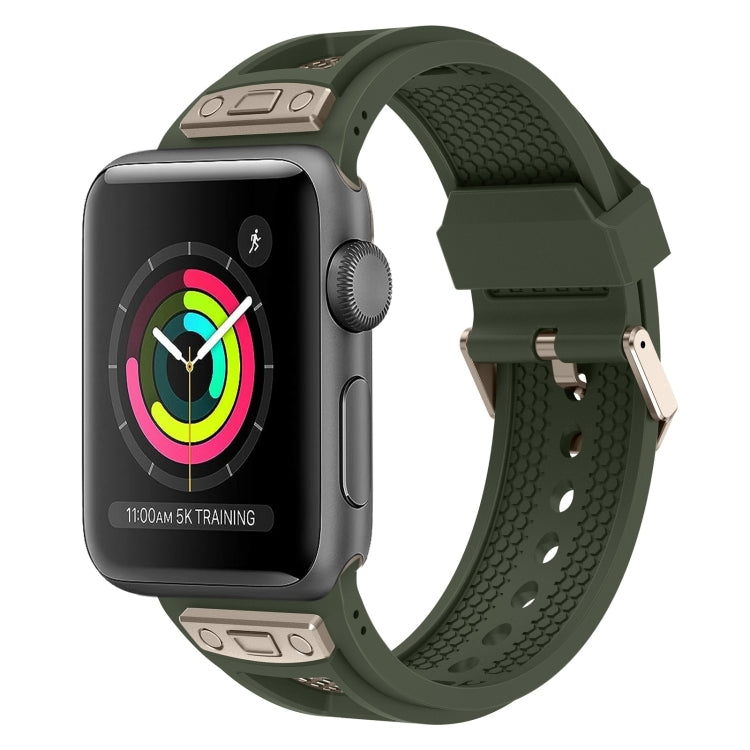 For Apple Watch Series 3 42mm Breathable Stainless Steel Mesh TPU Watch Band(Green Titanium) - free shipping - PMC TechLife - Order now!