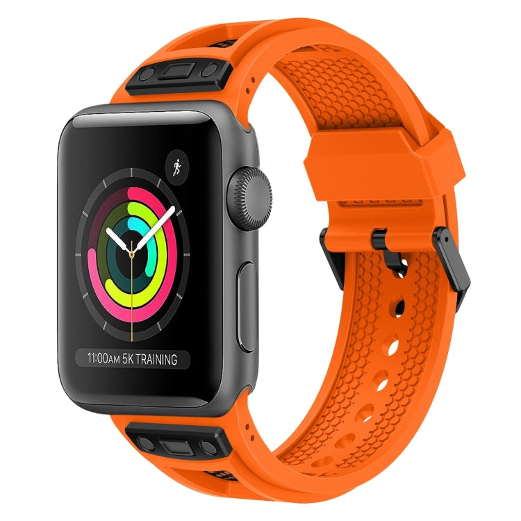 For Apple Watch Series 3 42mm Breathable Stainless Steel Mesh TPU Watch Band(Orange Black) - Watch Bands by PMC TechLife | Online Shopping South Africa | PMC TechLife