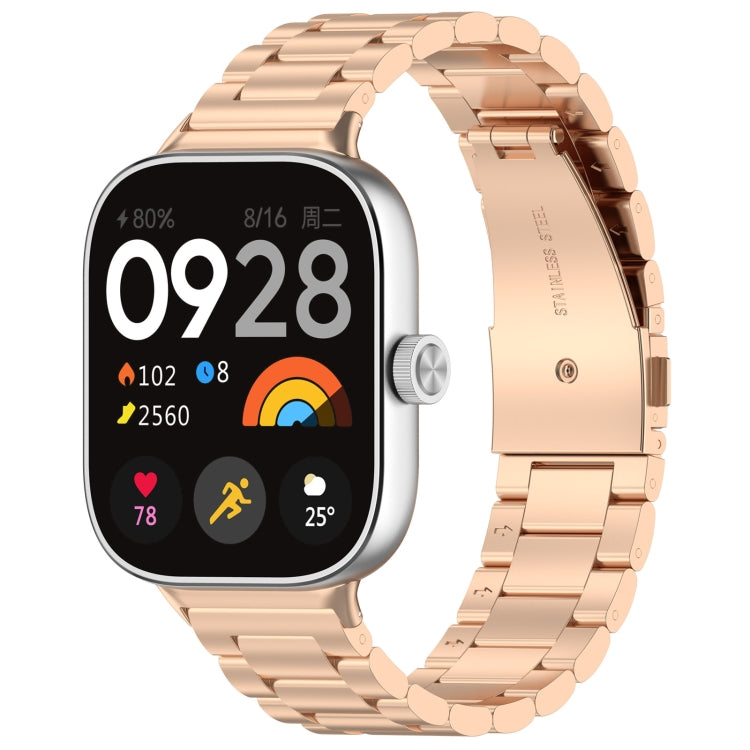 For Redmi Watch 4 / Watch 5 Three Bead Stainless Steel Metal Watch Band(Rose Gold) - free shipping - PMC TechLife - Order now!