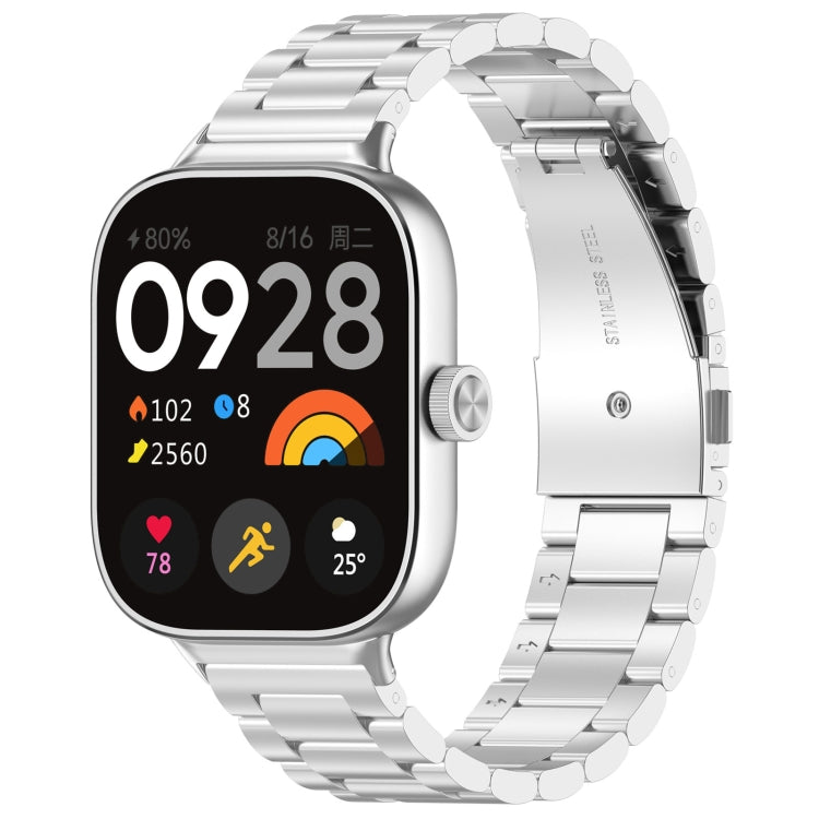 For Xiaomi Mi Band 8 Pro Three Bead Stainless Steel Metal Watch Band(Silver) - Watch Bands by PMC TechLife | Online Shopping South Africa | PMC TechLife