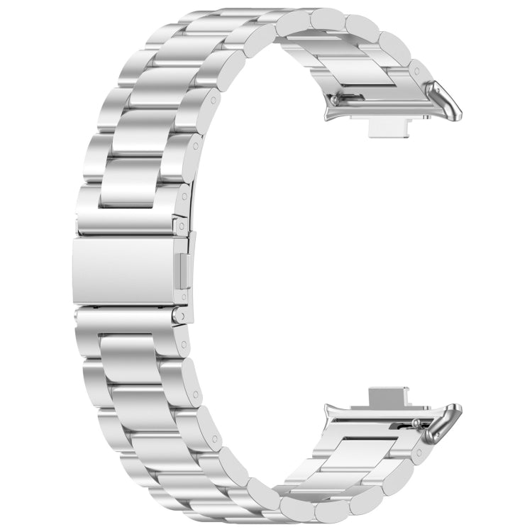 For Xiaomi Mi Band 8 Pro Three Bead Stainless Steel Metal Watch Band(Silver) - Watch Bands by PMC TechLife | Online Shopping South Africa | PMC TechLife