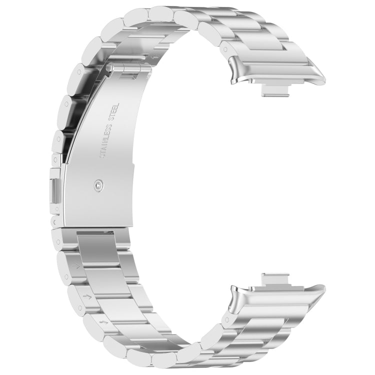 For Xiaomi Mi Band 8 Pro Three Bead Stainless Steel Metal Watch Band(Silver) - Watch Bands by PMC TechLife | Online Shopping South Africa | PMC TechLife