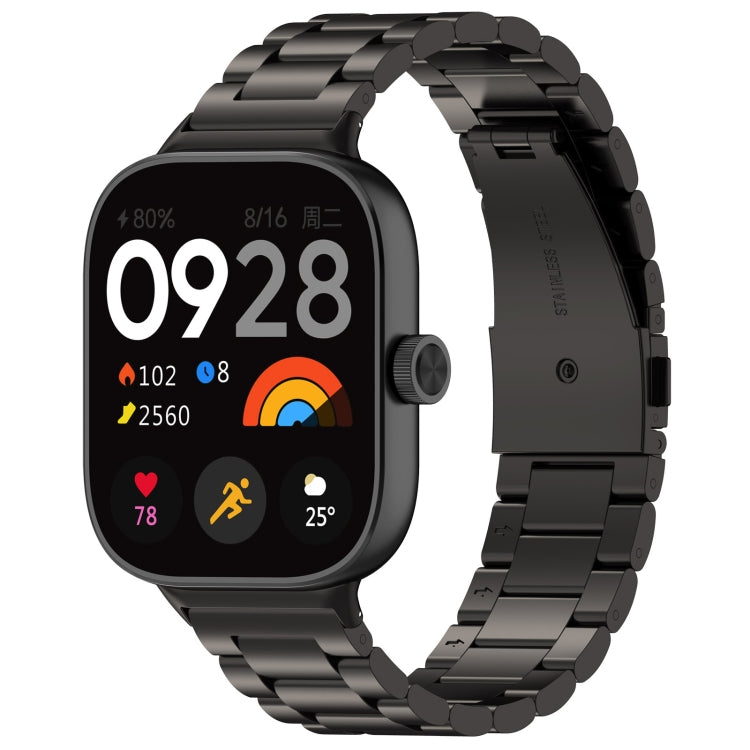 For Xiaomi Mi Band 8 Pro Three Bead Stainless Steel Metal Watch Band(Black) - Watch Bands by PMC TechLife | Online Shopping South Africa | PMC TechLife