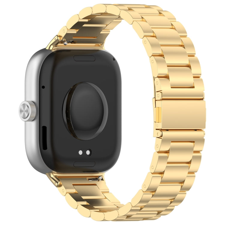 For Xiaomi Mi Band 8 Pro Three Bead Stainless Steel Metal Watch Band(Gold) - Watch Bands by PMC TechLife | Online Shopping South Africa | PMC TechLife