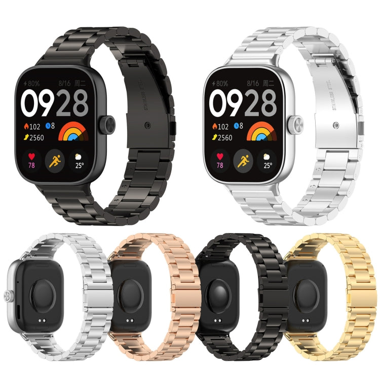 For Xiaomi Mi Band 8 Pro Three Bead Stainless Steel Metal Watch Band(Gold) - Watch Bands by PMC TechLife | Online Shopping South Africa | PMC TechLife