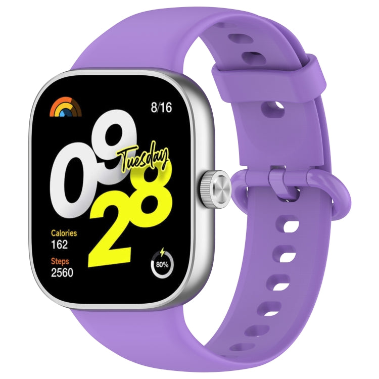 For Redmi Watch 4 Solid Color Colorful Buckle Silicone Watch Band(Purple) - Watch Bands by PMC TechLife | Online Shopping South Africa | PMC TechLife