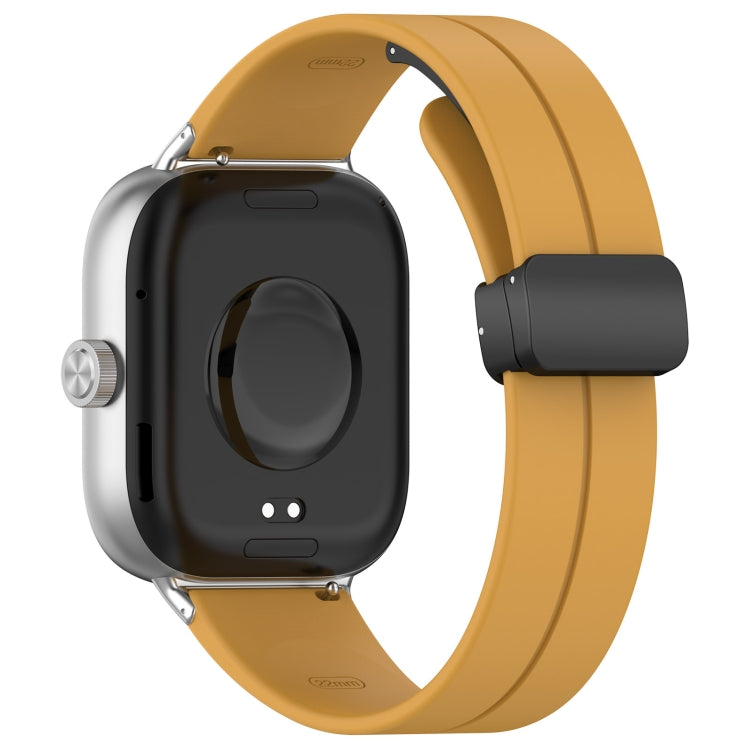 For Redmi Watch 4 Groove Folding Magnetic Buckle Silicone Watch Band(Yellow) - Watch Bands by PMC TechLife | Online Shopping South Africa | PMC TechLife