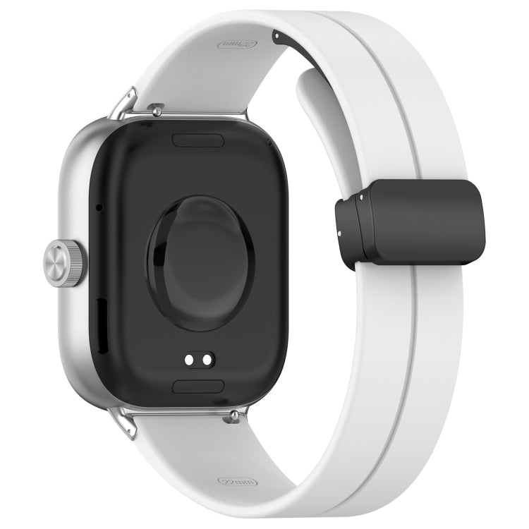 For Redmi Watch 4 Groove Folding Magnetic Buckle Silicone Watch Band(White) - Watch Bands by PMC TechLife | Online Shopping South Africa | PMC TechLife