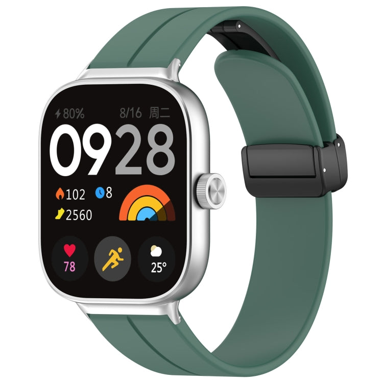 For Redmi Watch 4 Groove Folding Magnetic Buckle Silicone Watch Band(Dark Green) - Watch Bands by PMC TechLife | Online Shopping South Africa | PMC TechLife