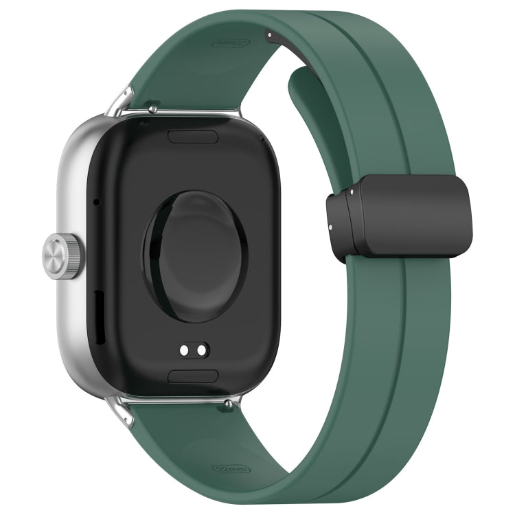 For Redmi Watch 4 Groove Folding Magnetic Buckle Silicone Watch Band(Dark Green) - Watch Bands by PMC TechLife | Online Shopping South Africa | PMC TechLife