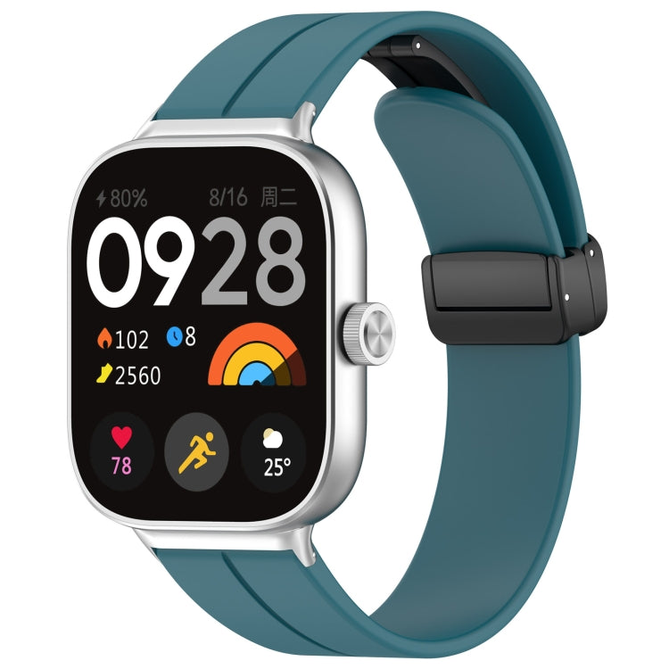 For Redmi Watch 4 Groove Folding Magnetic Buckle Silicone Watch Band(Cyan) - Watch Bands by PMC TechLife | Online Shopping South Africa | PMC TechLife