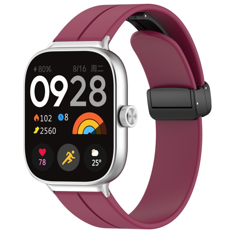 For Redmi Watch 4 / Watch 5 Groove Folding Magnetic Buckle Silicone Watch Band(Wine Red) - free shipping - PMC TechLife - Order now!