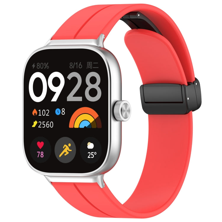 For Redmi Watch 4 / Watch 5 Groove Folding Magnetic Buckle Silicone Watch Band(Red) - free shipping - PMC TechLife - Order now!