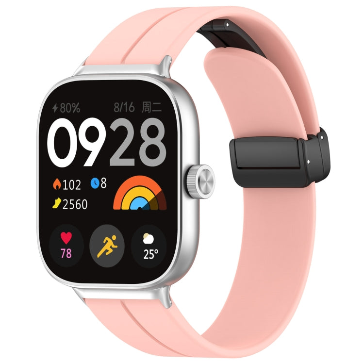 For Xiaomi  Mi Band 8 Pro Groove Folding Magnetic Buckle Silicone Watch Band(Pink) - Watch Bands by PMC TechLife | Online Shopping South Africa | PMC TechLife