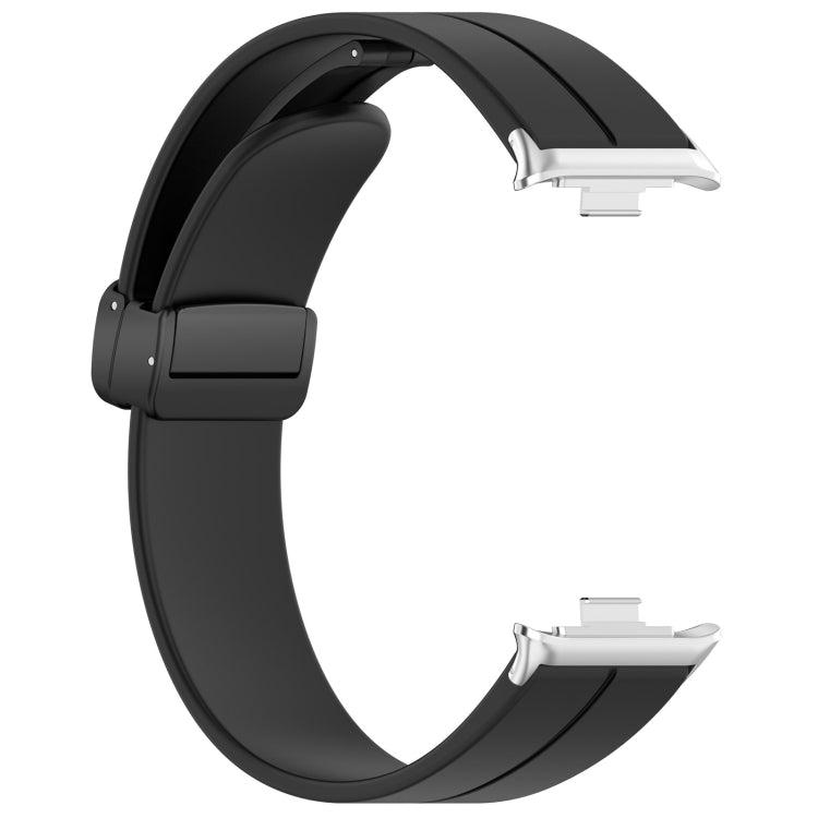 For Xiaomi Smart Band 9 Pro / 8 Pro Groove Folding Magnetic Buckle Silicone Watch Band(Black) - Watch Bands by PMC TechLife | Online Shopping South Africa | PMC TechLife | Buy Now Pay Later Mobicred