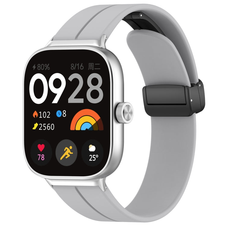 For Xiaomi  Mi Band 8 Pro Groove Folding Magnetic Buckle Silicone Watch Band(Light Gray) - Watch Bands by PMC TechLife | Online Shopping South Africa | PMC TechLife