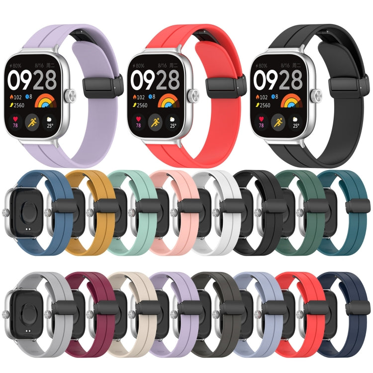 For Redmi Watch 4 Groove Folding Magnetic Buckle Silicone Watch Band(Dark Gray) - Watch Bands by PMC TechLife | Online Shopping South Africa | PMC TechLife