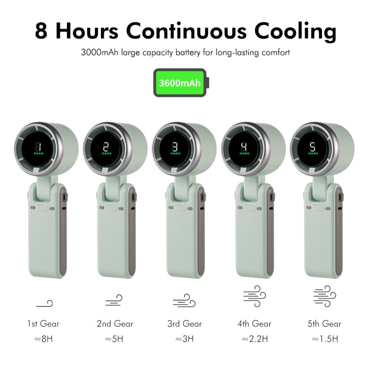 ENKAY Hat-Prince 3600mAh Battery Max 8H Cooling times Foldable Neck Turbo Fan with Digital Display(White) - free shipping - PMC TechLife - Order now!