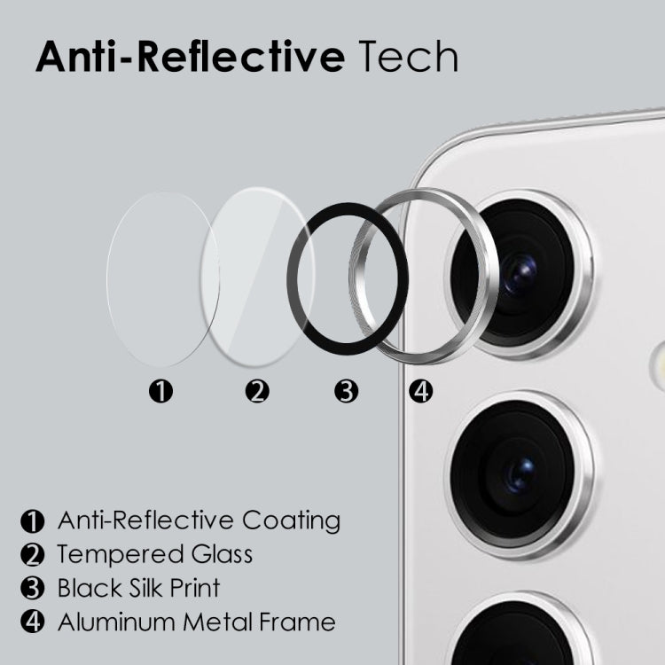 For Samsung Galaxy S24+ 5G NORTHJO Camera LensCD Vein Metal Ring Tempered Glass Film(Silver) - free shipping - PMC Jewellery - Order now!