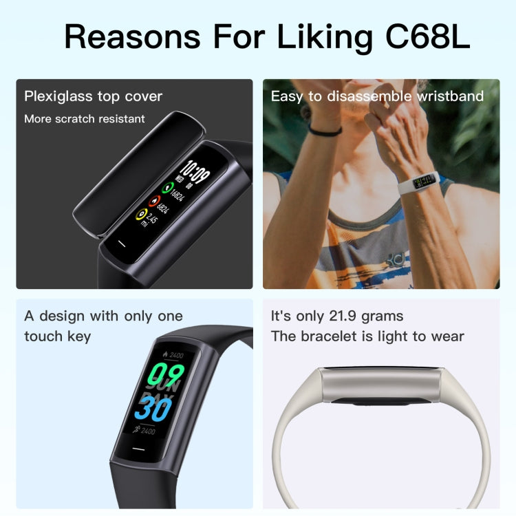 C68L IP67 Waterproof Smart Bracelet Sport Fitness Tracker(Pink) - free shipping - PMC TechLife - Order now!