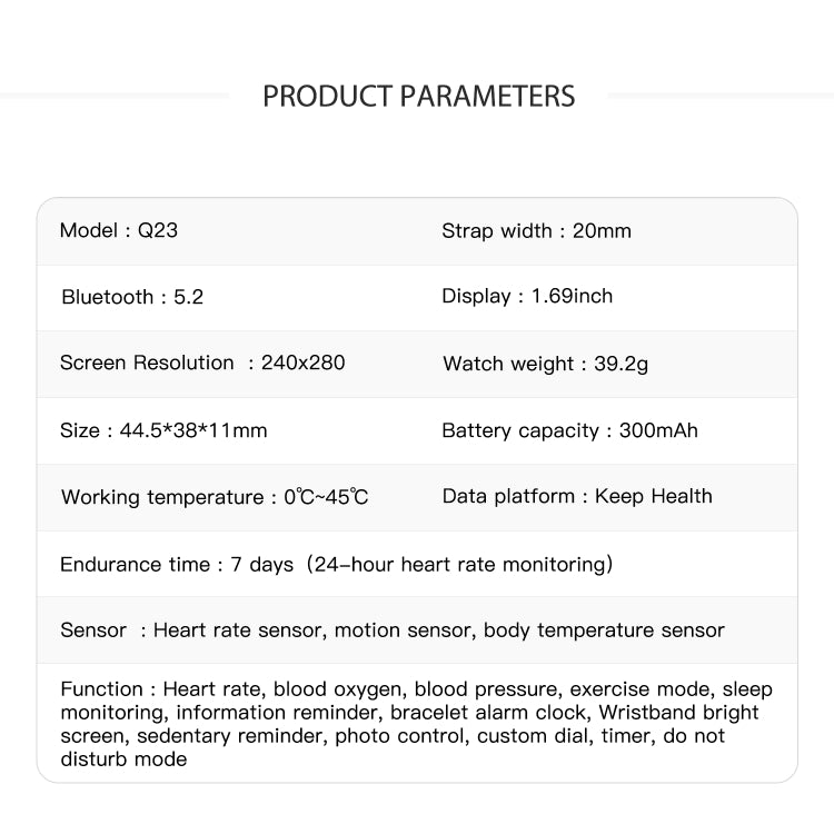 Q23 IP67 Waterproof Smart Bracelet Sport Fitness Tracker(Grey) - Smart Watches by PMC TechLife | Online Shopping South Africa | PMC TechLife