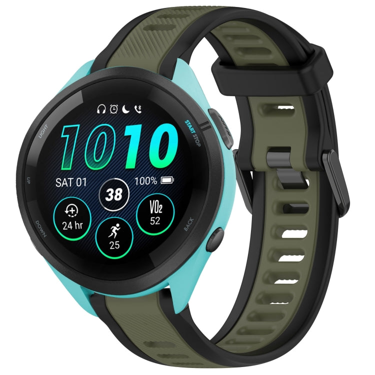 For Garmin Forerunner 265 22mm Two Color Textured Silicone Watch Band(Green+Black) - Watch Bands by PMC TechLife | Online Shopping South Africa | PMC TechLife