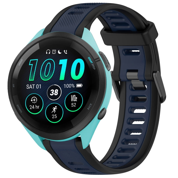 For Garmin Forerunner 265 22mm Two Color Textured Silicone Watch Band(Midnight Blue+Black) - Watch Bands by PMC TechLife | Online Shopping South Africa | PMC TechLife