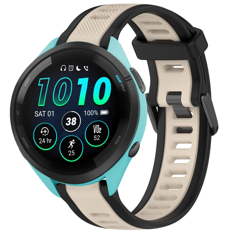 For Garmin Forerunner 265 22mm Two Color Textured Silicone Watch Band(Starlight + Black) - Watch Bands by PMC TechLife | Online Shopping South Africa | PMC TechLife