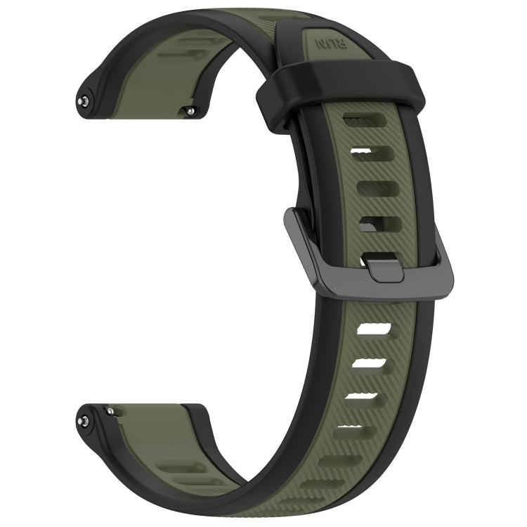 For Garmin Forerunner 255 22mm Two Color Textured Silicone Watch Band(Green+Black) - Watch Bands by PMC TechLife | Online Shopping South Africa | PMC TechLife