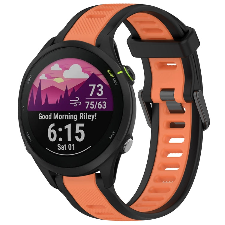 For Garmin Forerunner 255 22mm Two Color Textured Silicone Watch Band(Orange+Black) - Watch Bands by PMC TechLife | Online Shopping South Africa | PMC TechLife