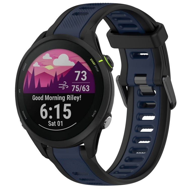 For Garmin Forerunner 255 22mm Two Color Textured Silicone Watch Band(Midnight Blue+Black) - Watch Bands by PMC TechLife | Online Shopping South Africa | PMC TechLife