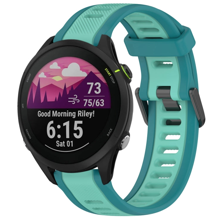For Garmin Forerunner 255 22mm Two Color Textured Silicone Watch Band(Teal) - Watch Bands by PMC TechLife | Online Shopping South Africa | PMC TechLife