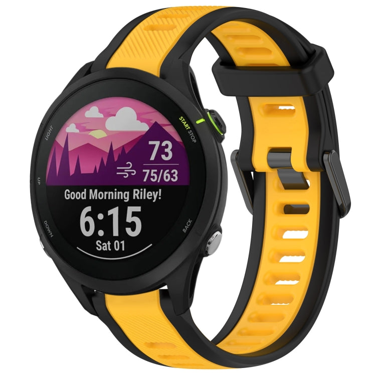 For Garmin Forerunner 255 Music 22mm Two Color Textured Silicone Watch Band(Yellow+Black) - Watch Bands by PMC TechLife | Online Shopping South Africa | PMC TechLife