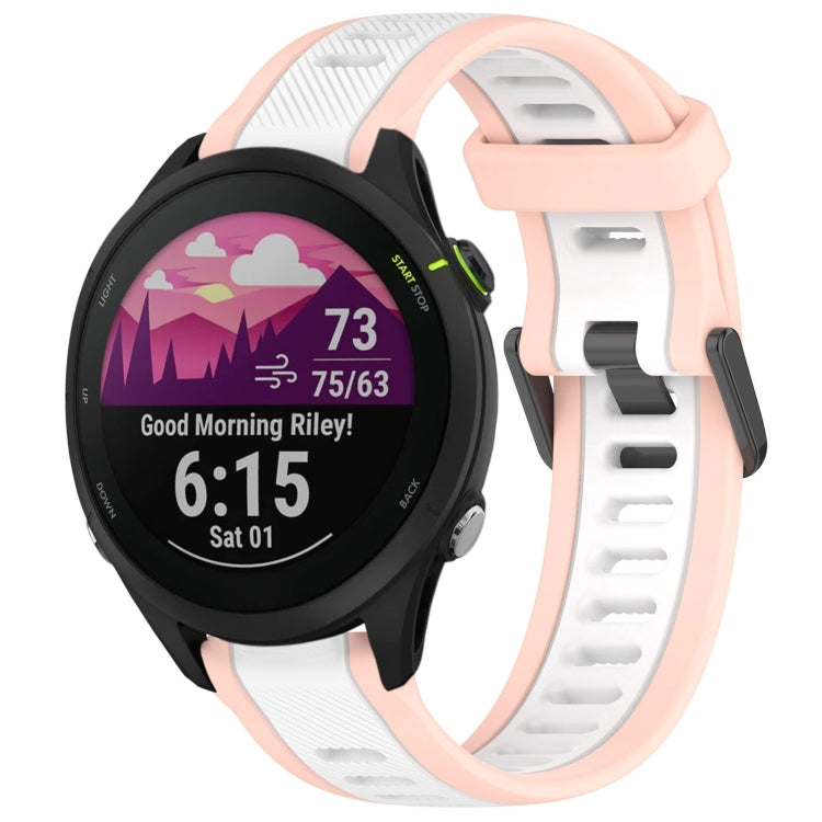 For Garmin Forerunner 255 Music 22mm Two Color Textured Silicone Watch Band(White+Pink) - Watch Bands by PMC TechLife | Online Shopping South Africa | PMC TechLife