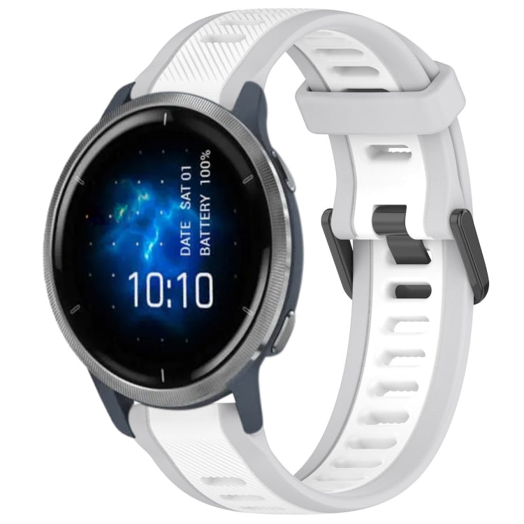 For Garmin Venu 2 22mm Two Color Textured Silicone Watch Band(White+Grey) - Watch Bands by PMC TechLife | Online Shopping South Africa | PMC TechLife