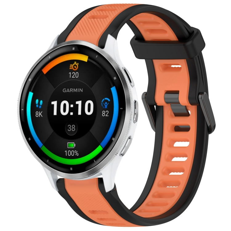 For Garmin Venu 3 22mm Two Color Textured Silicone Watch Band(Orange+Black) - free shipping - PMC TechLife - Order now!