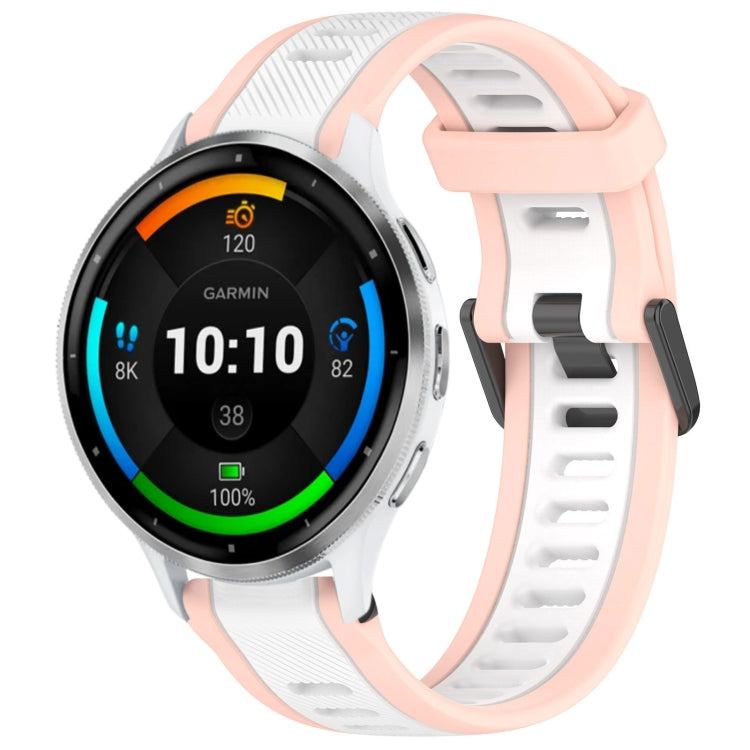 For Garmin Venu 3 22mm Two Color Textured Silicone Watch Band(White+Pink) - Watch Bands by PMC TechLife | Online Shopping South Africa | PMC TechLife