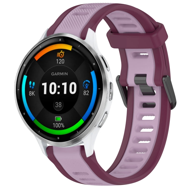 For Garmin Venu 3 22mm Two Color Textured Silicone Watch Band(Purple) - Watch Bands by PMC TechLife | Online Shopping South Africa | PMC TechLife