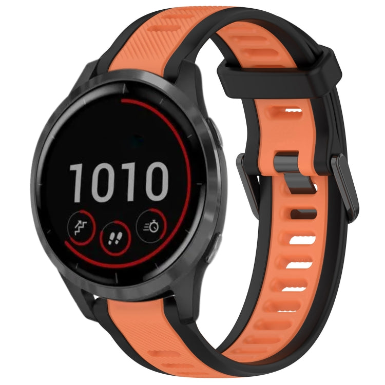 For Garmin Vivoactive 4 22mm Two Color Textured Silicone Watch Band(Orange+Black) - Watch Bands by PMC TechLife | Online Shopping South Africa | PMC TechLife