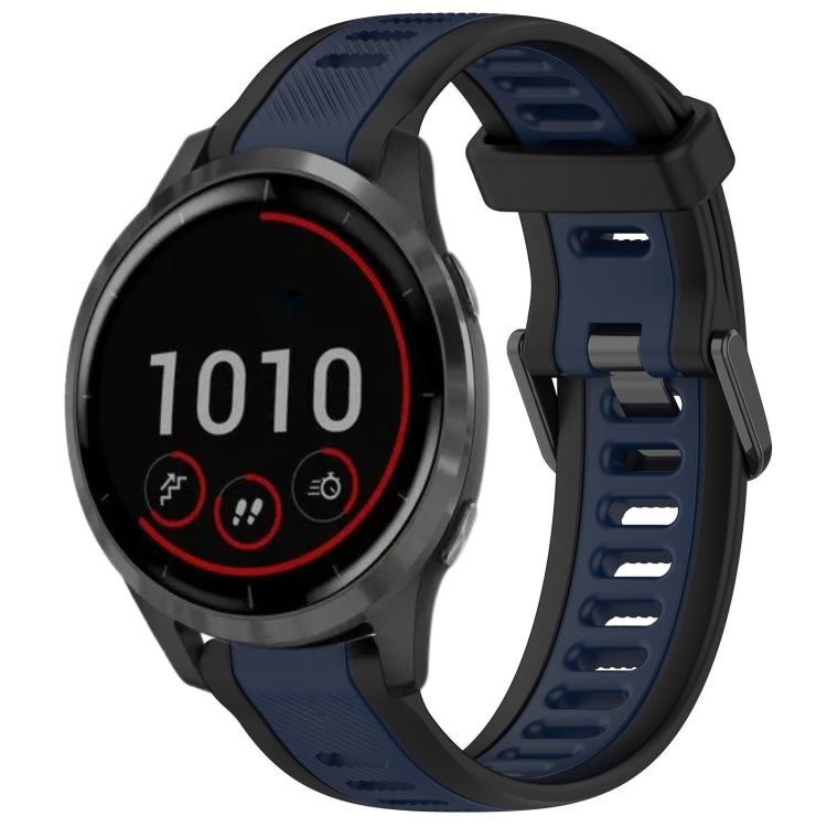 For Garmin Vivoactive 4 22mm Two Color Textured Silicone Watch Band(Midnight Blue+Black) - Watch Bands by PMC TechLife | Online Shopping South Africa | PMC TechLife