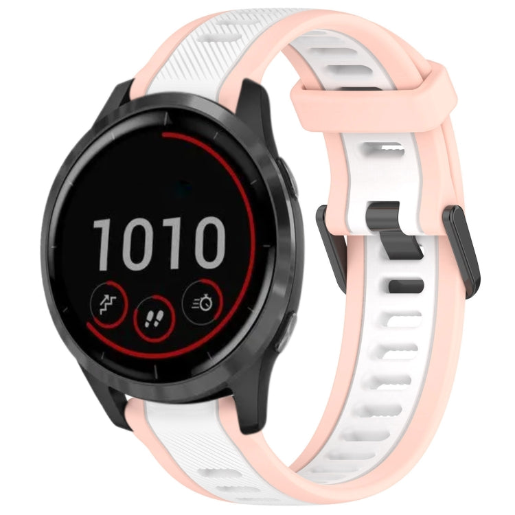 For Garmin Vivoactive 4 22mm Two Color Textured Silicone Watch Band(White+Pink) - Watch Bands by PMC TechLife | Online Shopping South Africa | PMC TechLife
