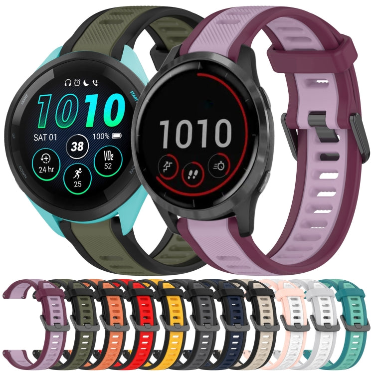 For Garmin Vivoactive 4 22mm Two Color Textured Silicone Watch Band(Red+Black) - Watch Bands by PMC TechLife | Online Shopping South Africa | PMC TechLife