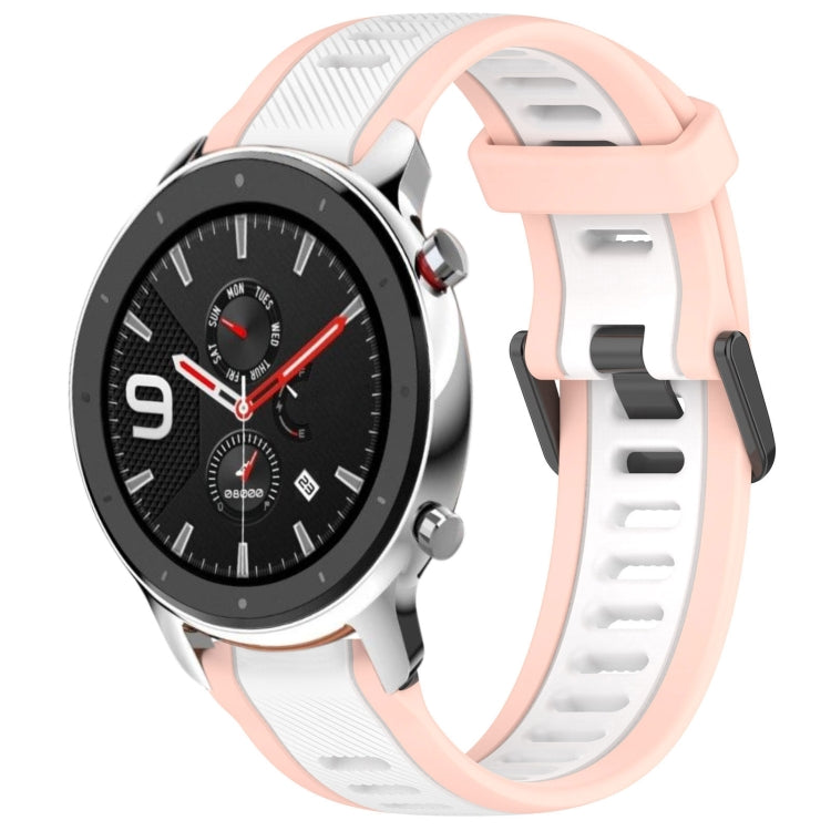 For Amazfit GTR 4 22mm Two-Color Textured Silicone Watch Band(White+Pink) - free shipping - PMC TechLife - Order now!