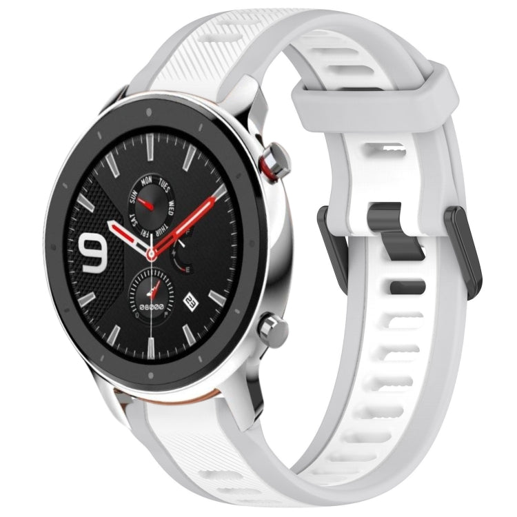 For Amazfit GTR 4 22mm Two-Color Textured Silicone Watch Band(White+Grey) - Watch Bands by PMC TechLife | Online Shopping South Africa | PMC TechLife