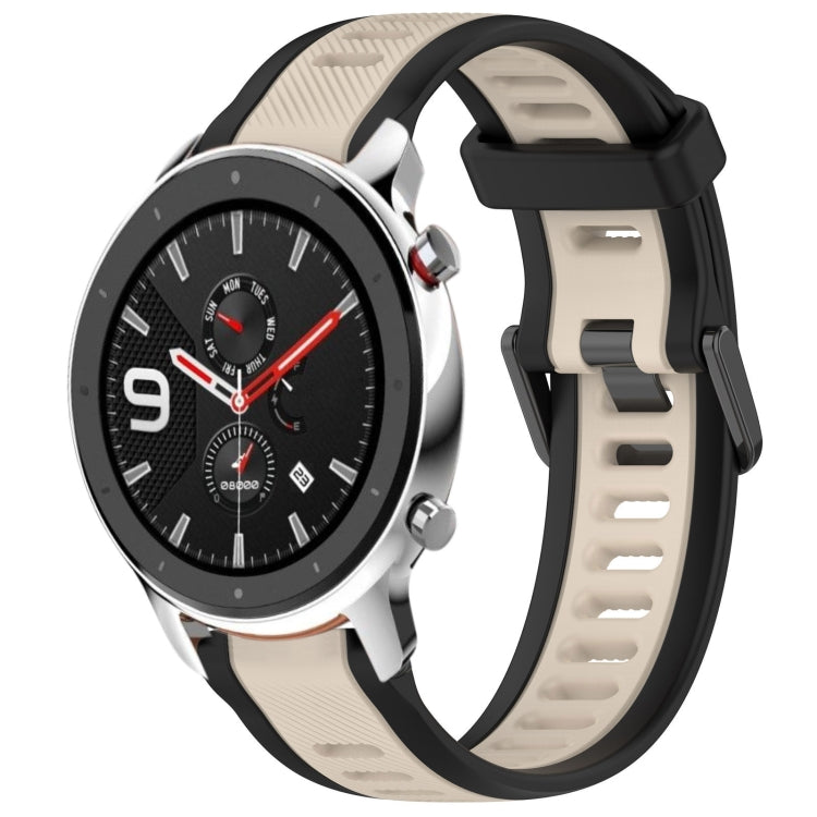 For Amazfit GTR 4 Pro 22mm Two-Color Textured Silicone Watch Band(Starlight + Black) - Watch Bands by PMC TechLife | Online Shopping South Africa | PMC TechLife