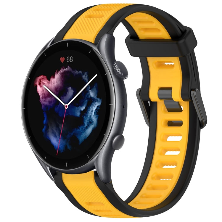 For Amazfit GTR 3 22mm Two-Color Textured Silicone Watch Band(Yellow+Black) - Watch Bands by PMC TechLife | Online Shopping South Africa | PMC TechLife