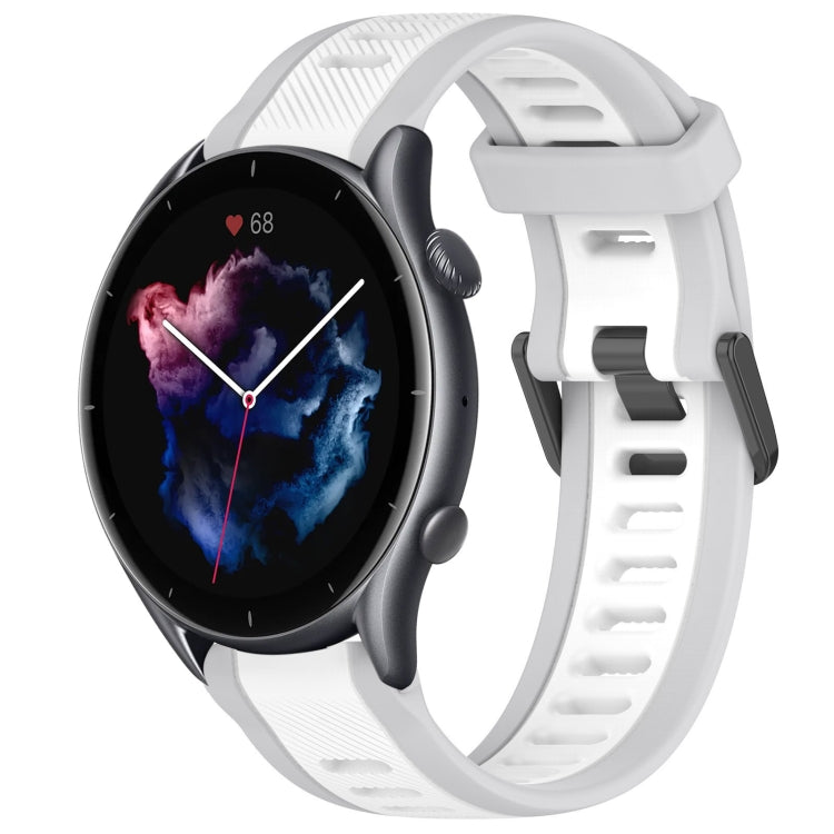 For Amazfit GTR 3 22mm Two-Color Textured Silicone Watch Band(White+Grey) - free shipping - PMC TechLife - Order now!