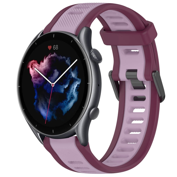 For Amazfit GTR 3 22mm Two-Color Textured Silicone Watch Band(Purple) - Watch Bands by PMC TechLife | Online Shopping South Africa | PMC TechLife