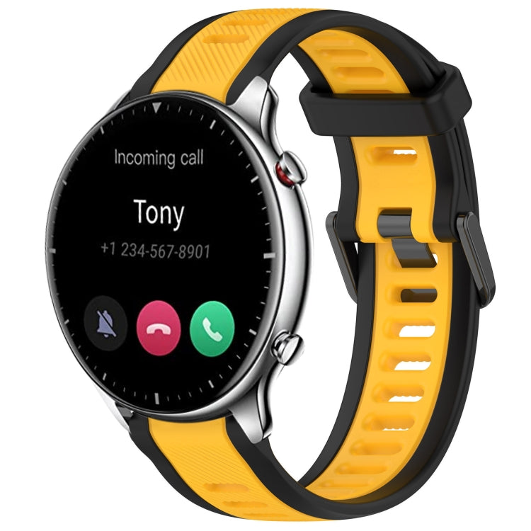 For Amazfit GTR 2 22mm Two-Color Textured Silicone Watch Band(Yellow+Black) - Watch Bands by PMC TechLife | Online Shopping South Africa | PMC TechLife